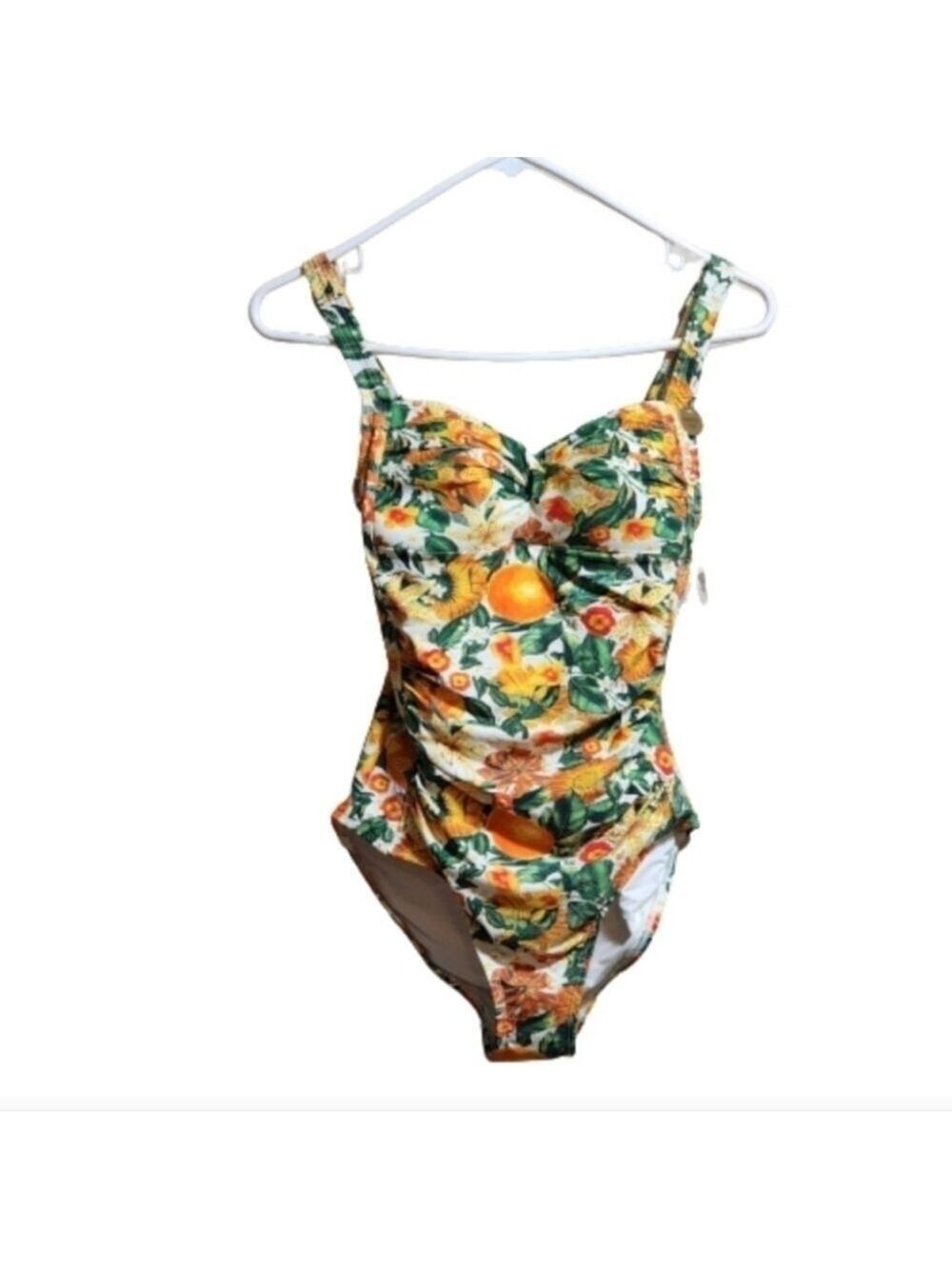 Niptuck swim one pieces floral print swimming color orange green size 6